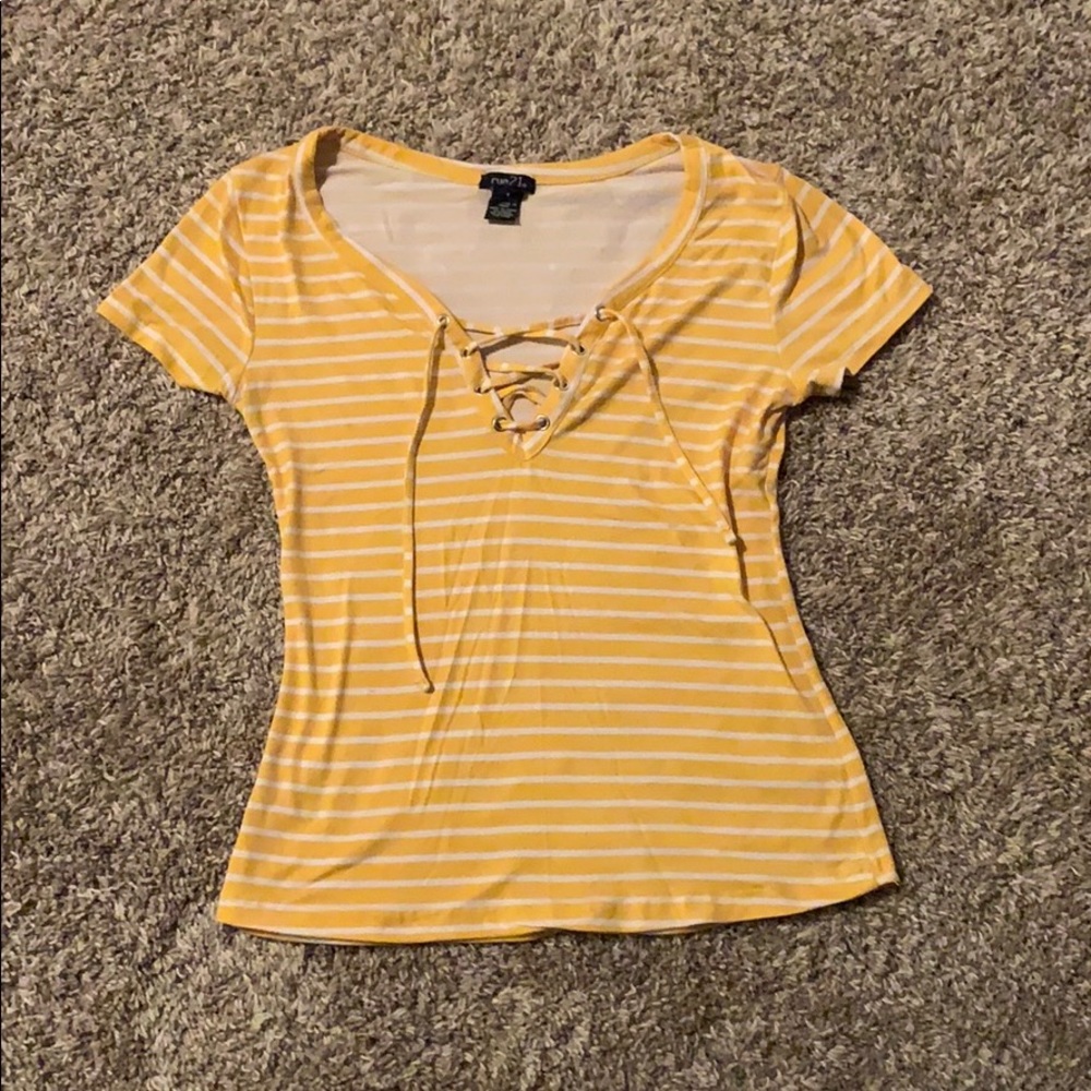 Soft Yellow and White Striped Top